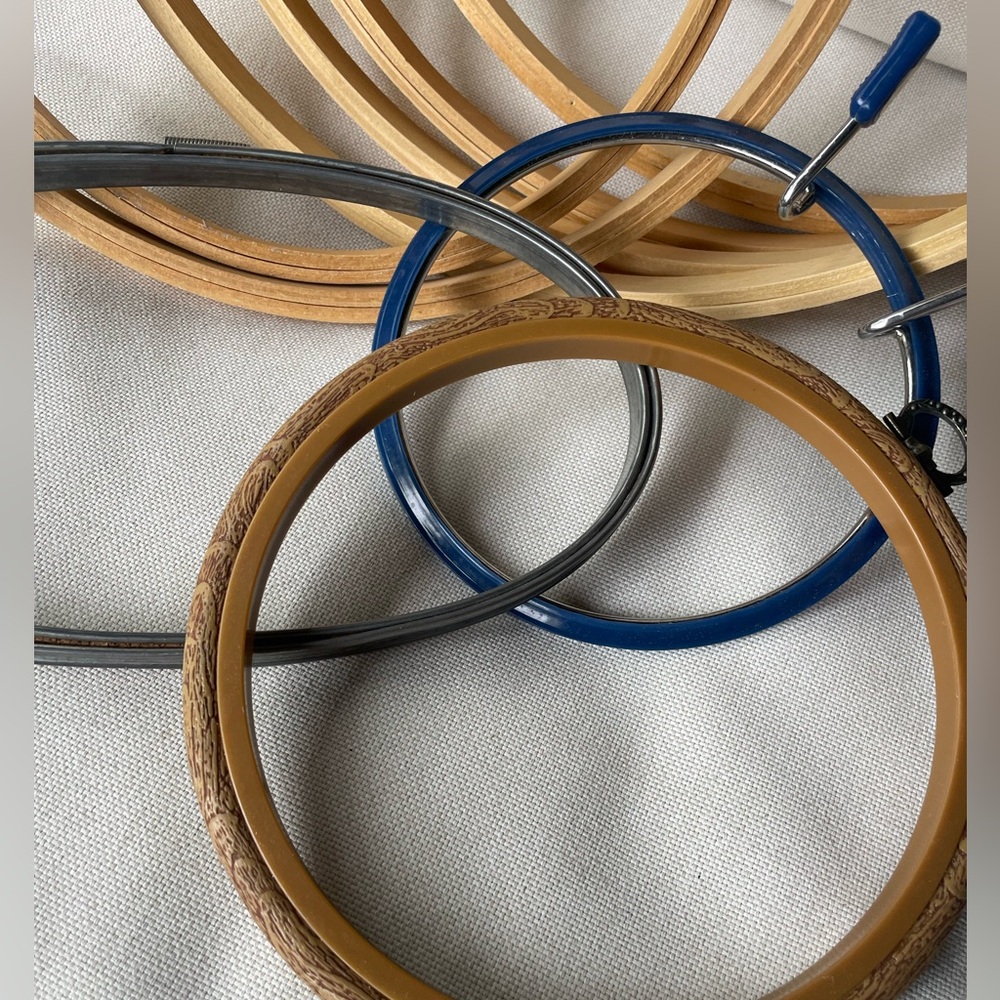 Vintage Wooden and Metal Embroidery Hoops Bundle (9)